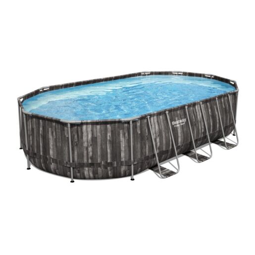 Каркасный бассейн Bestway Steel Wood Style 5611R (610х366х122 см) с картриджным фильтром, лестницей и тентом, 5611R - Акваполис