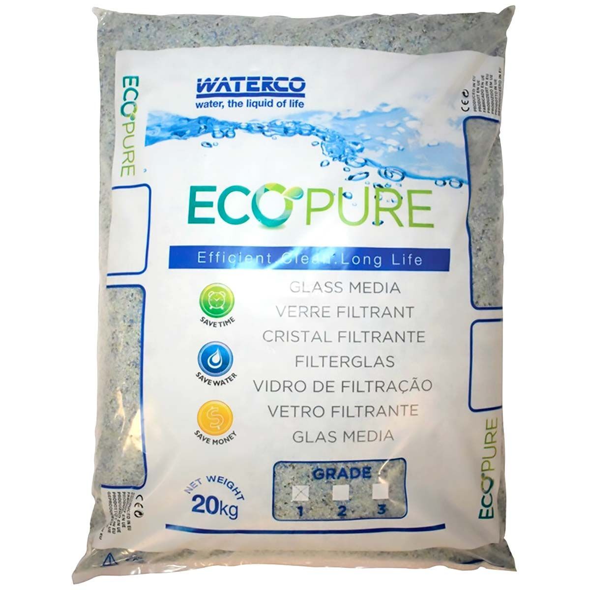 Песок стеклянный Waterco EcoPure 0.5-1.0 мм (20 кг) купить в  интернет-магазине Aquapolis