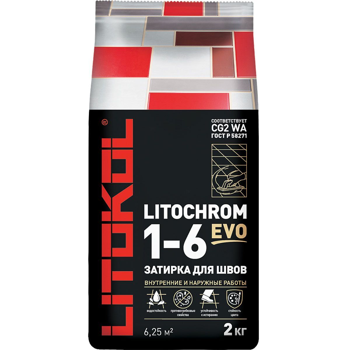 Затирочная смесь LITOCHROM 1-6 EVO LE.200 (белый) 25 кг купить в  интернет-магазине Aquapolis