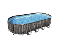 Каркасный бассейн Bestway Wood Style 5611T (732х366х122 см) с картриджным фильтром, лестницей и тентом, 5611T - Акваполис